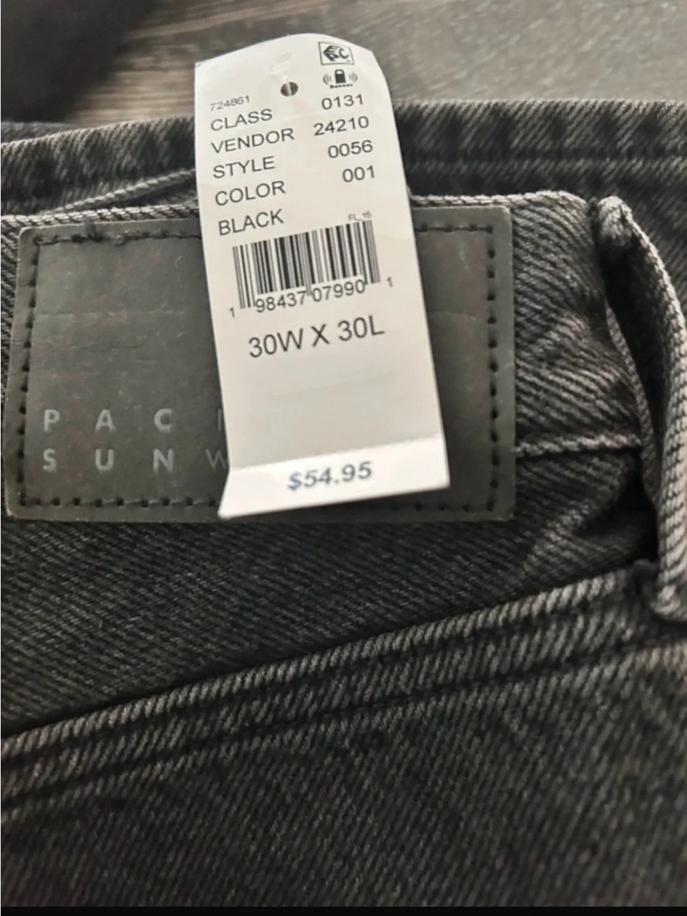 PacSun Men's Straight Jeans in Washed Black